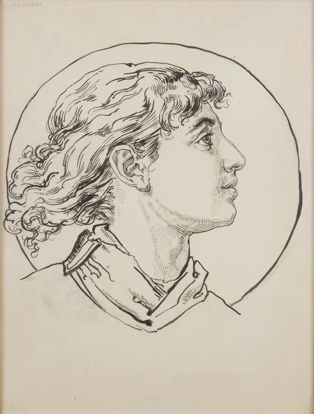 Cartoon for the polychromy of St Mary's Church - Head of an angel