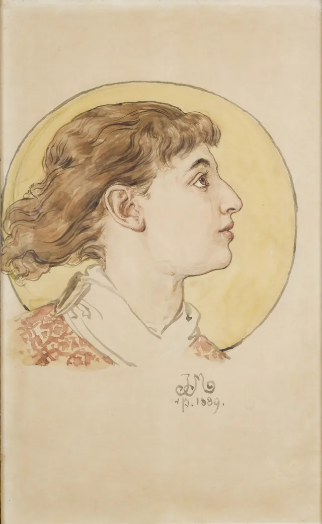 Cartoon for the polychromy of St Mary's Church - Head of a little angel (portrait of the daughter Helena)