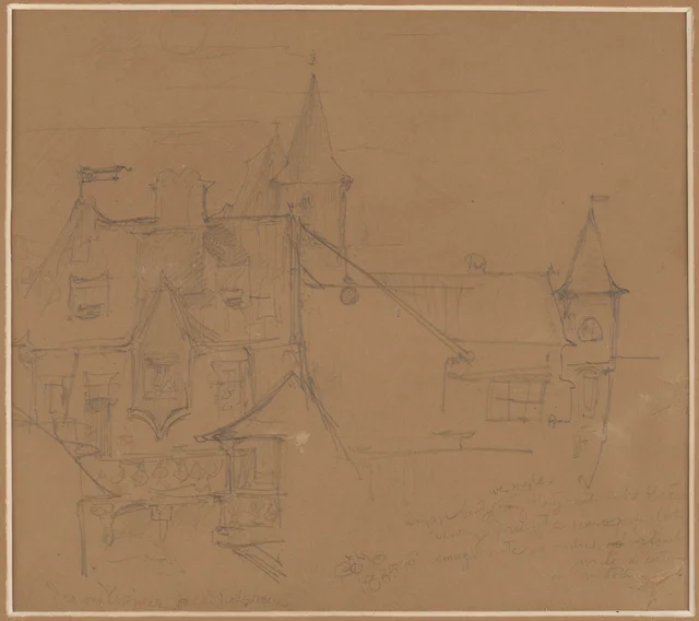 Architectural sketch of Wiśnicz urban buildings before the fire