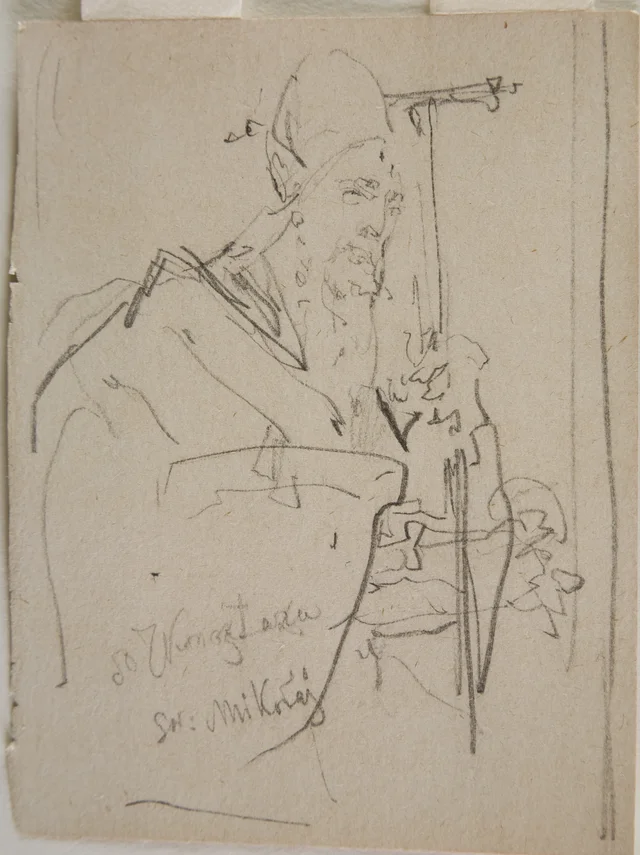 Sketch for the iconostasis of the Uniate church of St Norbert in Kraków - St Nicholas