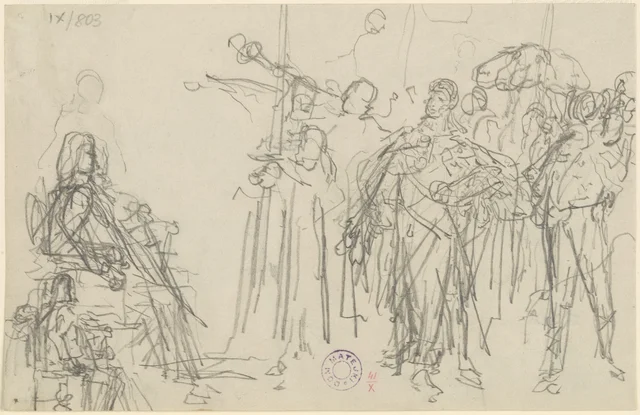 Sketch for the painting "Nicolaus Copernicus" - Bust of Copernicus. Sketch for the painting "The Sons of Władysław Herman" (double-sided drawing), Jan Matejko