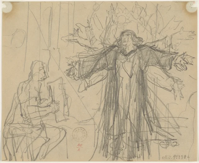 Sketch for the painting "Nicolaus Copernicus" - Study of the figure of Copernicus