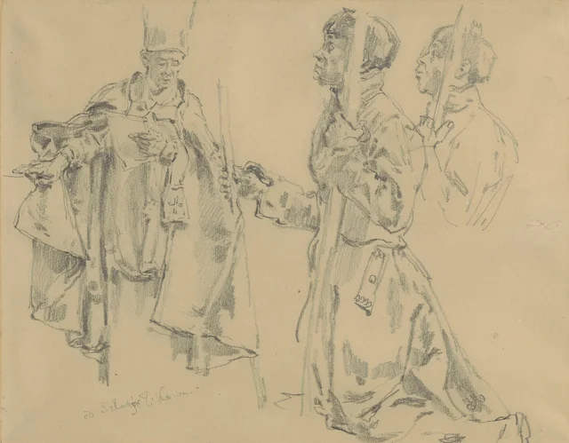 Sketch for the painting "The Vows of John Casimir"; verso: sketch of drapery