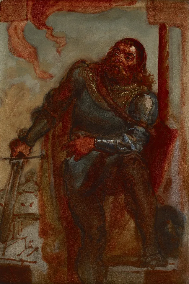 Sketch for the painting "Wacław Wilczek During the Defence of the Benedictine Monastery in Třebíč in Moravia in 1468 Against Matthias Corvinus"