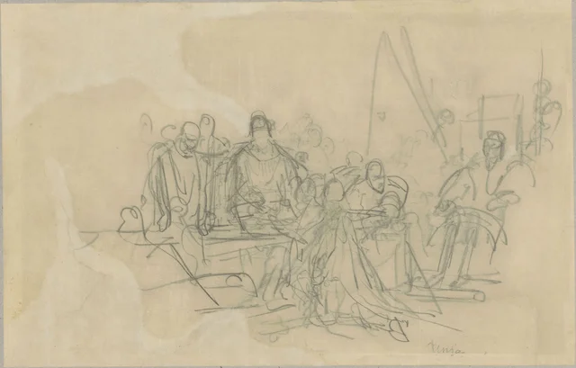 Sketches for paintings, recto: "The Union of Lublin"; verso: "The Burning of Malcherowa"