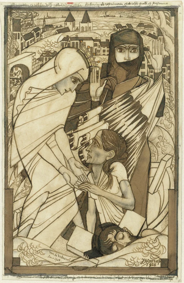 L'Aide pendant l'inondation de 1926, représentée symboliquement, Jan Toorop