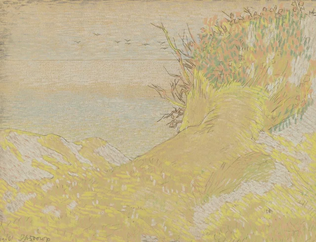 Paisaje de dunas con vista al mar, Jan Toorop