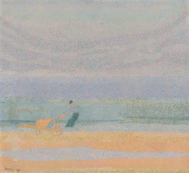 浜辺の貝漁師