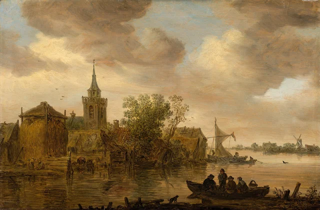 Vista de rio com igreja e quinta, Jan van Goyen