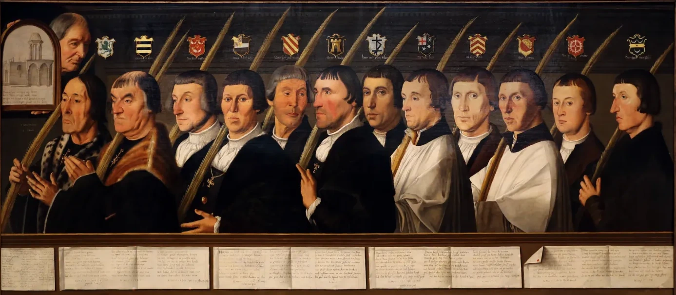 Portrait de groupe des pèlerins de Jérusalem de la confrérie chevaleresque de Terre sainte de Haarlem, Jan van Scorel