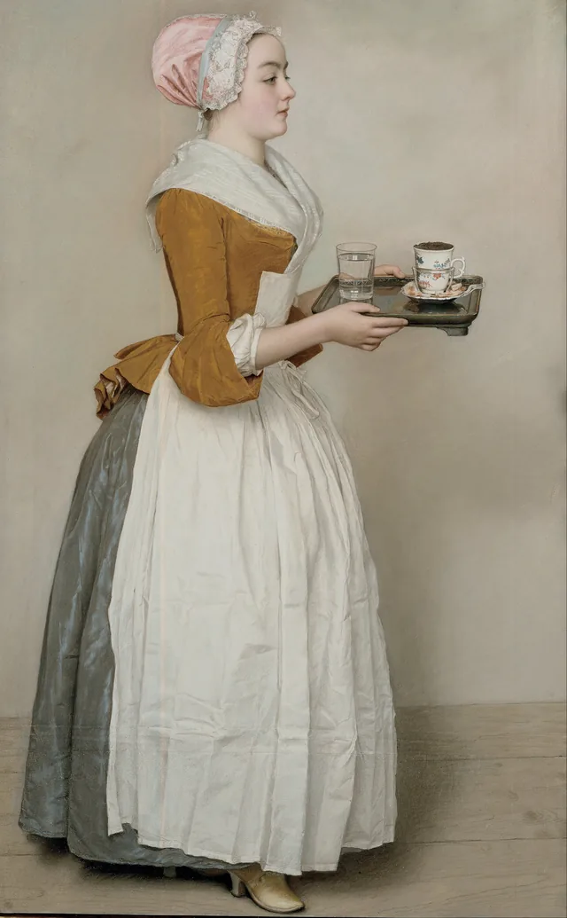 ホット・チョコレートを運ぶ娘