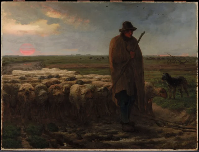 Shepherd Bringing Home His Flock at Dusk