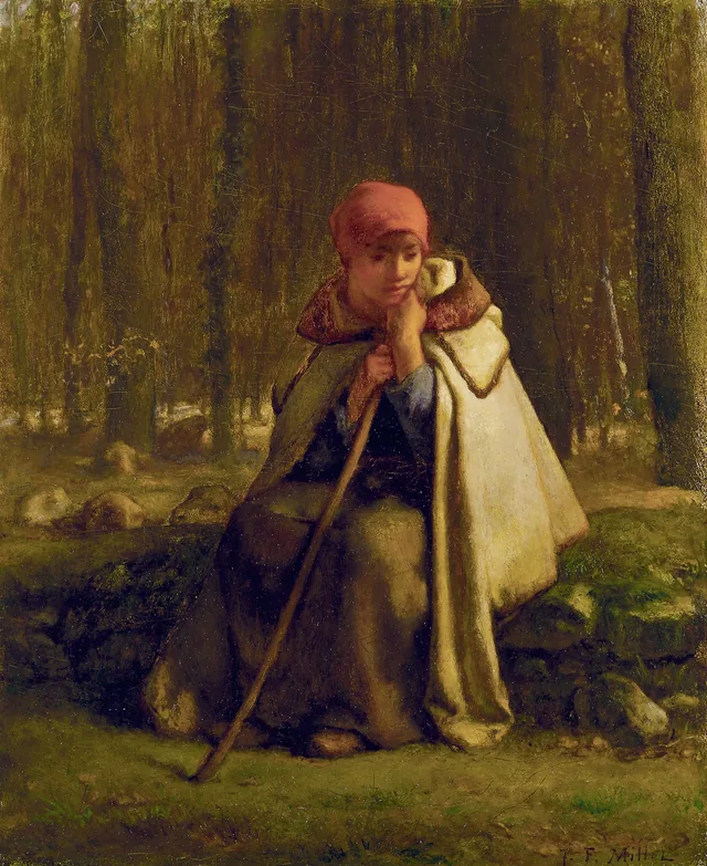 Pastora sentada, Jean-François Millet