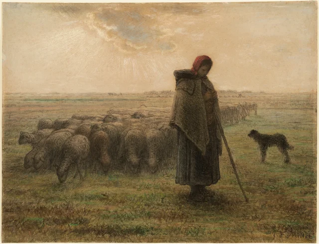 Shepherdess and Her Flock, Jean-François Millet