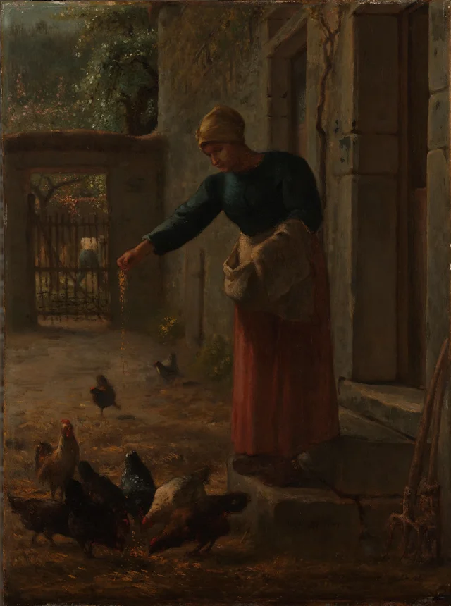 Woman Feeding Chickens, Jean-François Millet
