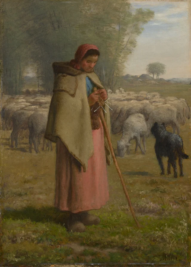 Young Girl Guarding her Sheep, Jean-François Millet
