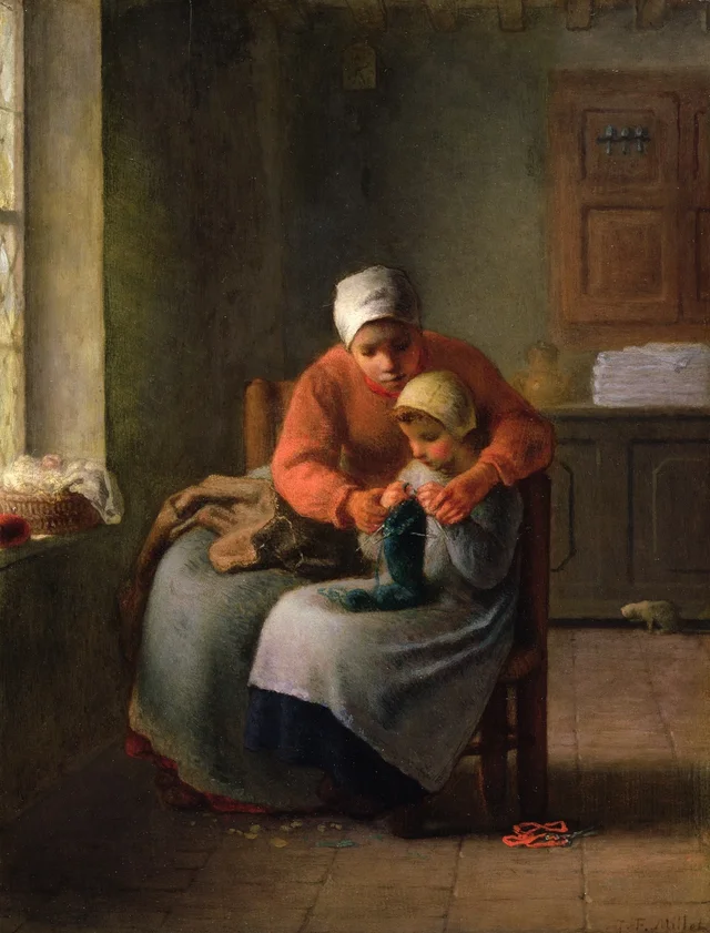 The Knitting Lesson, Jean-François Millet