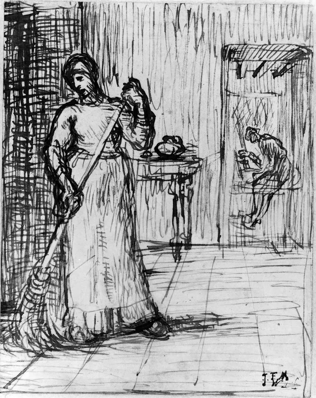 Bondkvinna sopar, Jean-François Millet