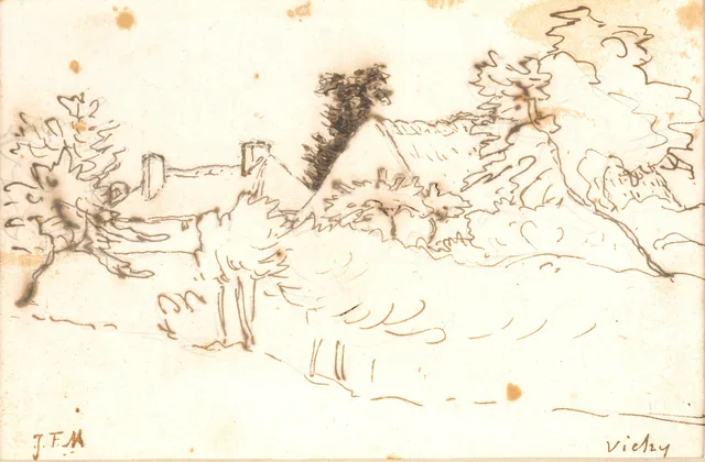 En gård mellem træer, Vichy (Allier), Jean-François Millet