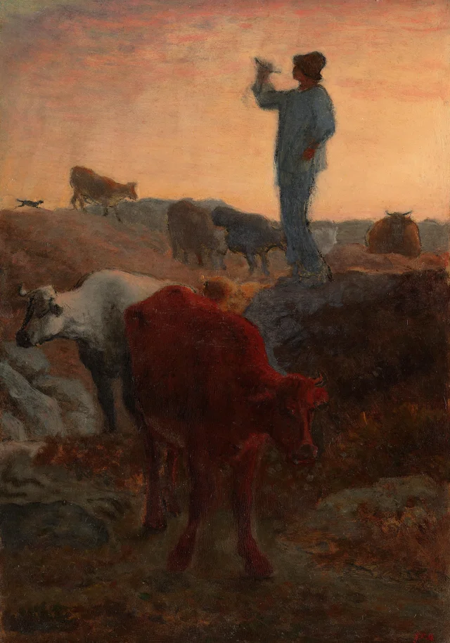 Cowherd Blowing a Horn, Jean-François Millet