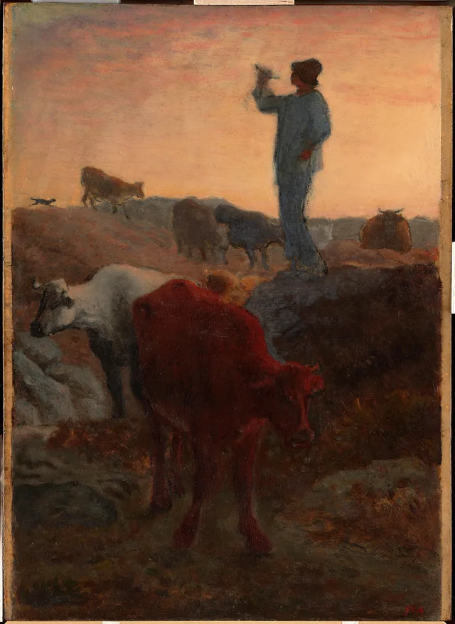 Cowherd Blowing a Horn