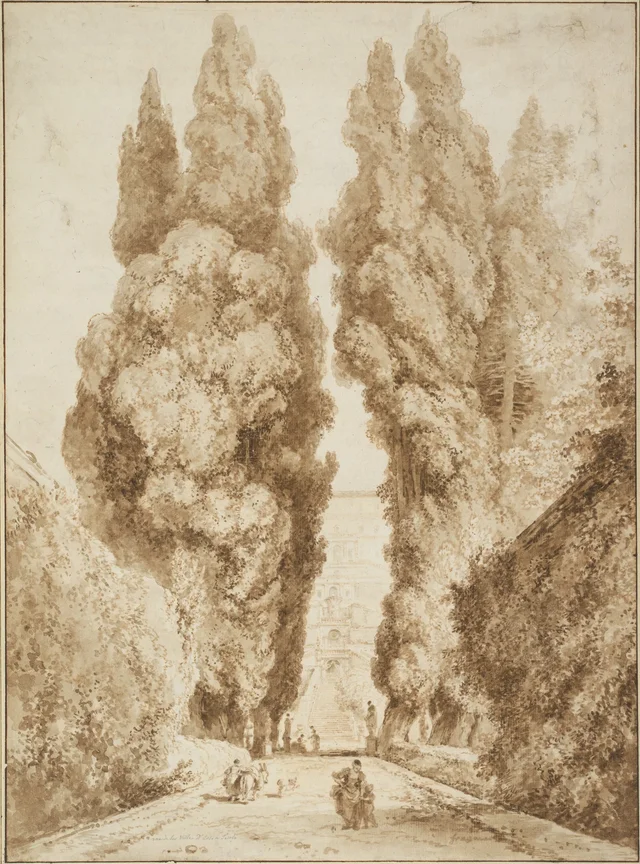 Avenida de cipreses en la Villa d'Este en Tívoli, Jean-Honoré Fragonard