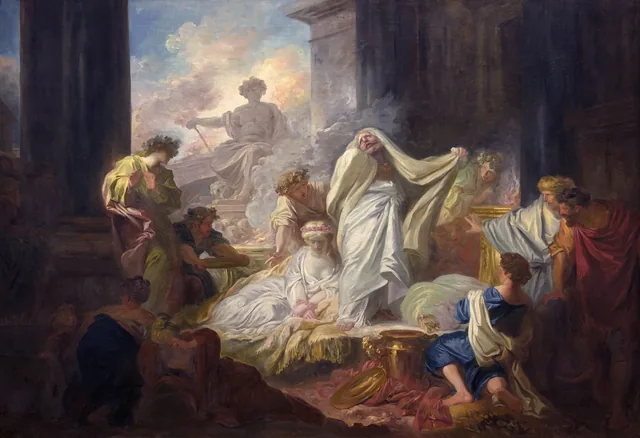 Coreso y Calírroe, boceto, Jean-Honoré Fragonard