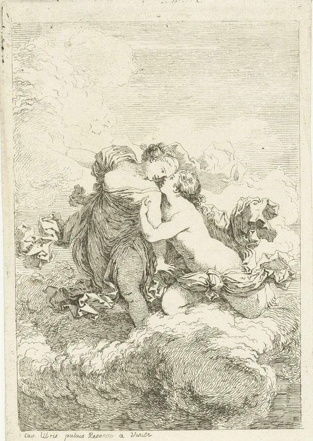 Dos mujeres sobre una nube, Jean-Honoré Fragonard