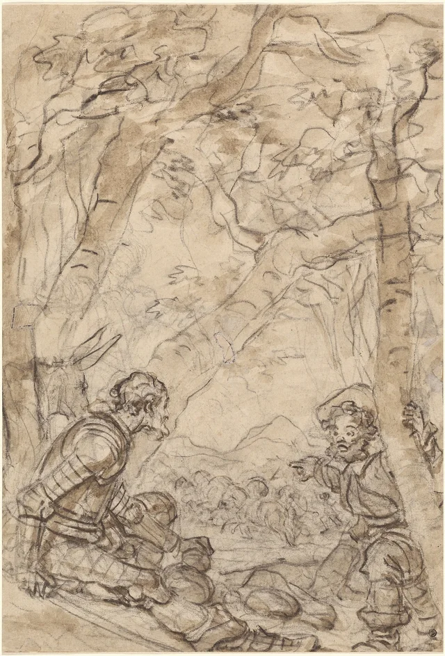 Don Quixote and Sancho Panza Witness the Attack on Rocinante, Jean-Honoré Fragonard