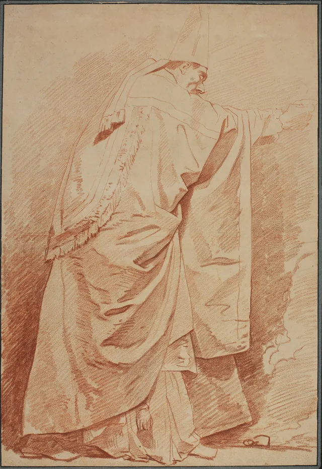 Étude de drapé, évêque debout