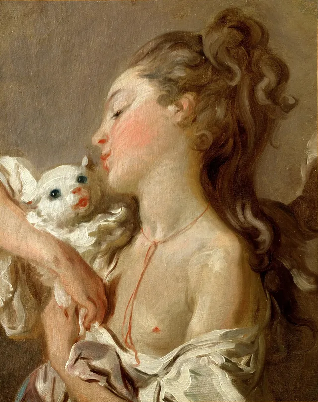 Young Girl with a Cat, Jean-Honoré Fragonard