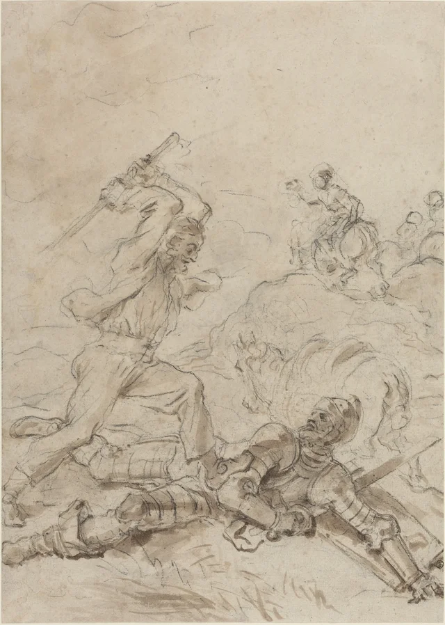 The Muleteer Attacking Don Quixote as He Lies Helpless on the Ground