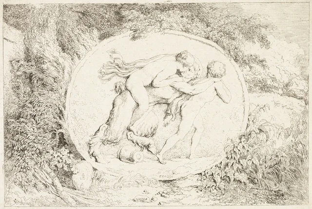 Nymphe chevauchant le dos d'un satyre, extrait des Bacchanales ou Jeux de satyres, Jean-Honoré Fragonard
