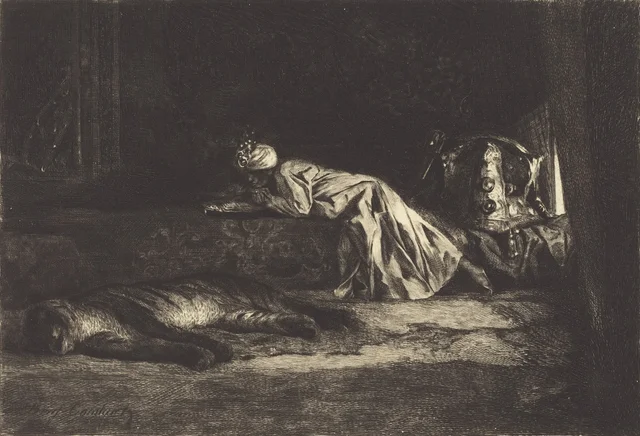 Intérieur oriental avec un tigre endormi, Jean-Joseph Benjamin-Constant