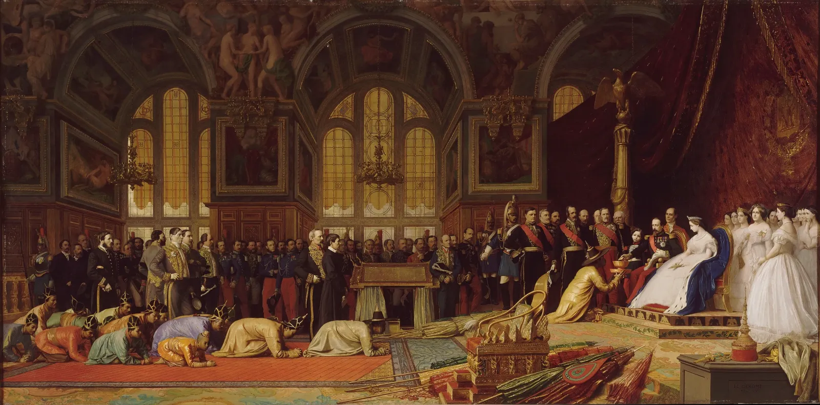 Recepción de los embajadores siameses por el emperador Napoleón III en el palacio de Fontainebleau, 27 de junio de 1861, Jean-Léon Gérôme