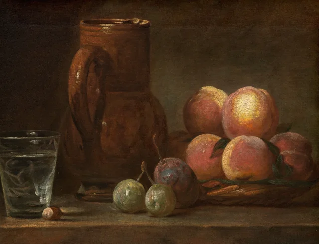 Fruits, cruche et verre
