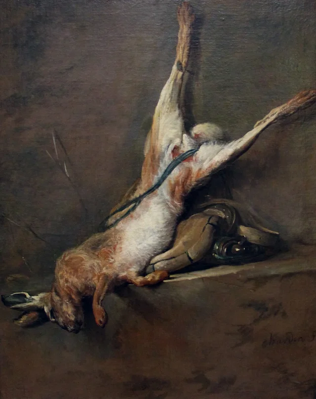 Dead Hare with Powder Flask and Game Bag