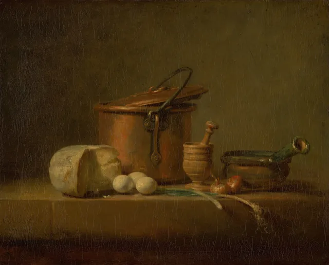 Still Life with Copper Pot, Cheese and Eggs, Jean Siméon Chardin