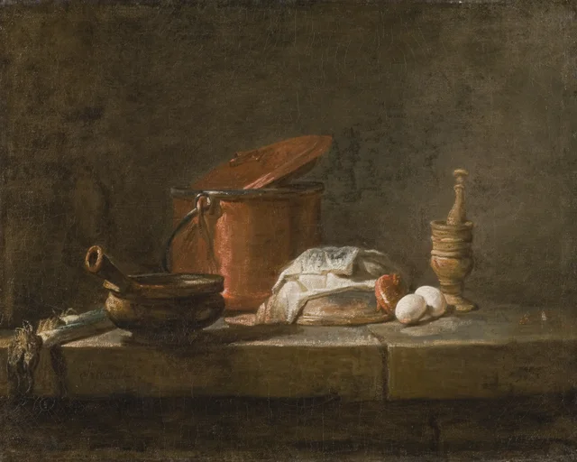 Still Life with Kitchen Utensils and Vegetables, Jean Siméon Chardin