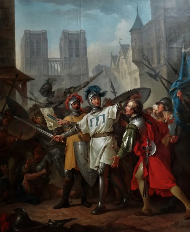 La reconquista de París a los ingleses. Entrada del ejército francés el 13 de abril de 1436, Jean-Simon Berthélemy