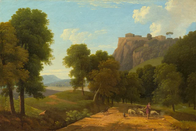 Shepherd with His Flock, Jean-Victor Bertin