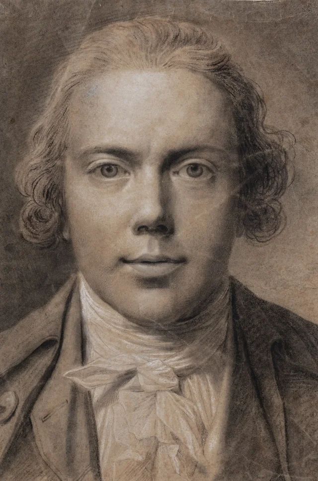 Autorretrato, busto, de frente, Jens Juel