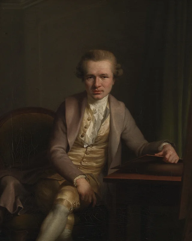 El grabador J. F. Clemens en su mesa de trabajo, Jens Juel