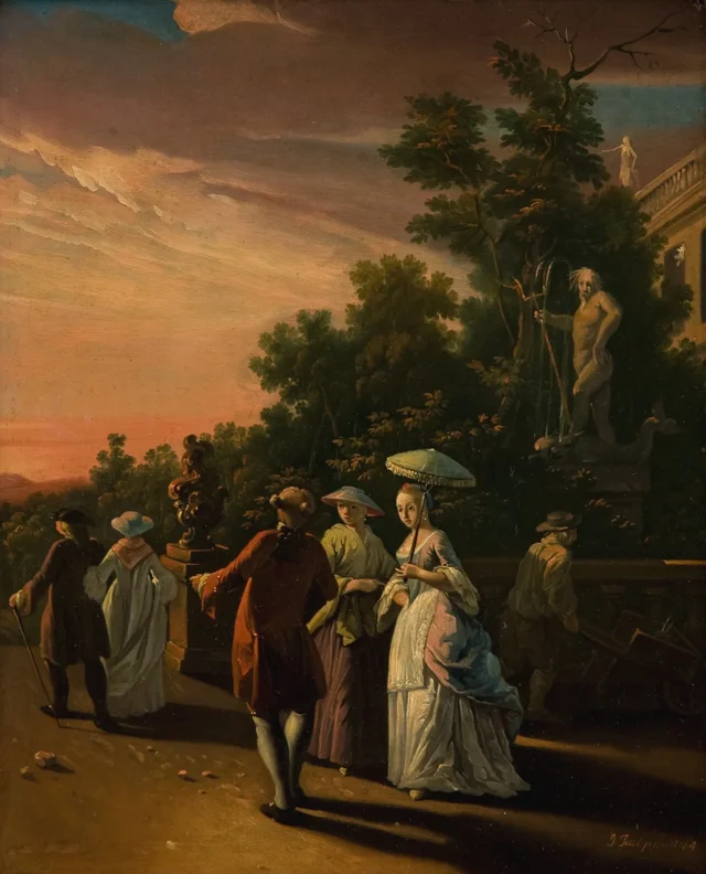 Escena de sociedad en un parque