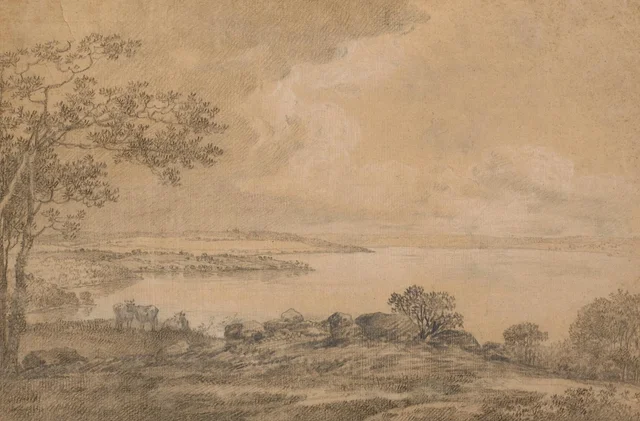 Vista sobre el lago de Esrum hacia Fredensborg, tomada desde Plejelt