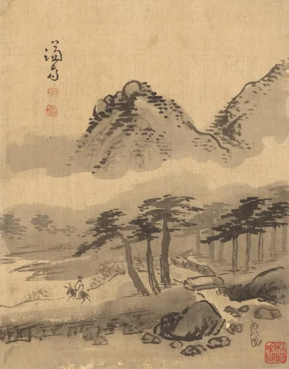 Gazing at the mountains from a donkey, Jeong Seon
