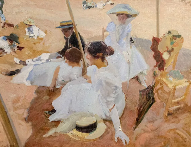 Bajo el toldo, playa de Zarauz, Joaquín Sorolla