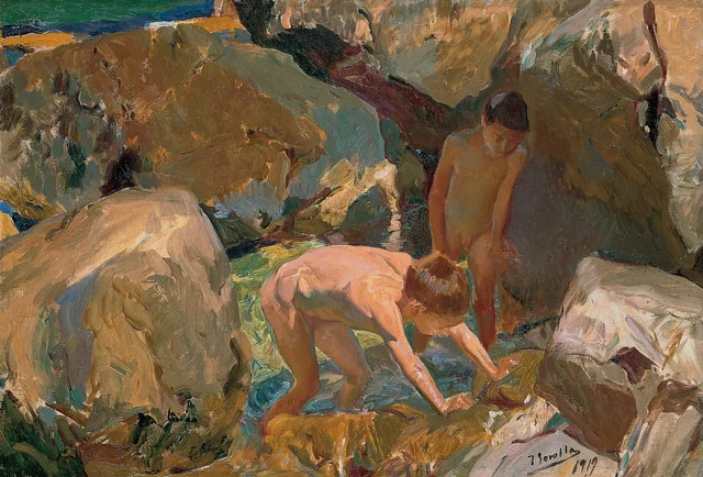 Niños buscando mariscos, Joaquín Sorolla