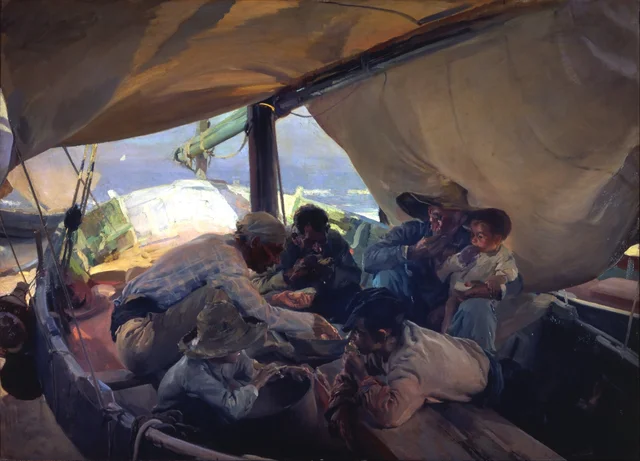 Comida en la barca, Joaquín Sorolla