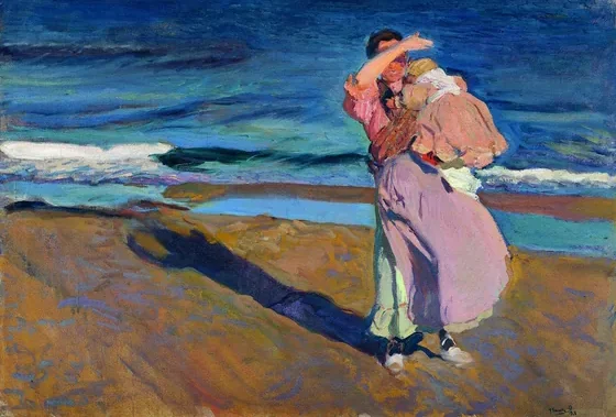 Pêcheuse avec son fils